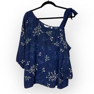 Reitmans Blue Floral Off Shoulder Blouse L